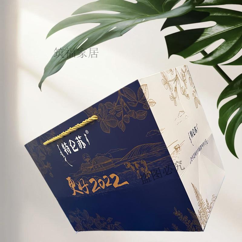 纸质手提袋特仑苏手提袋单提2022新款特仑苏袋子白卡纸质批发 特仑苏