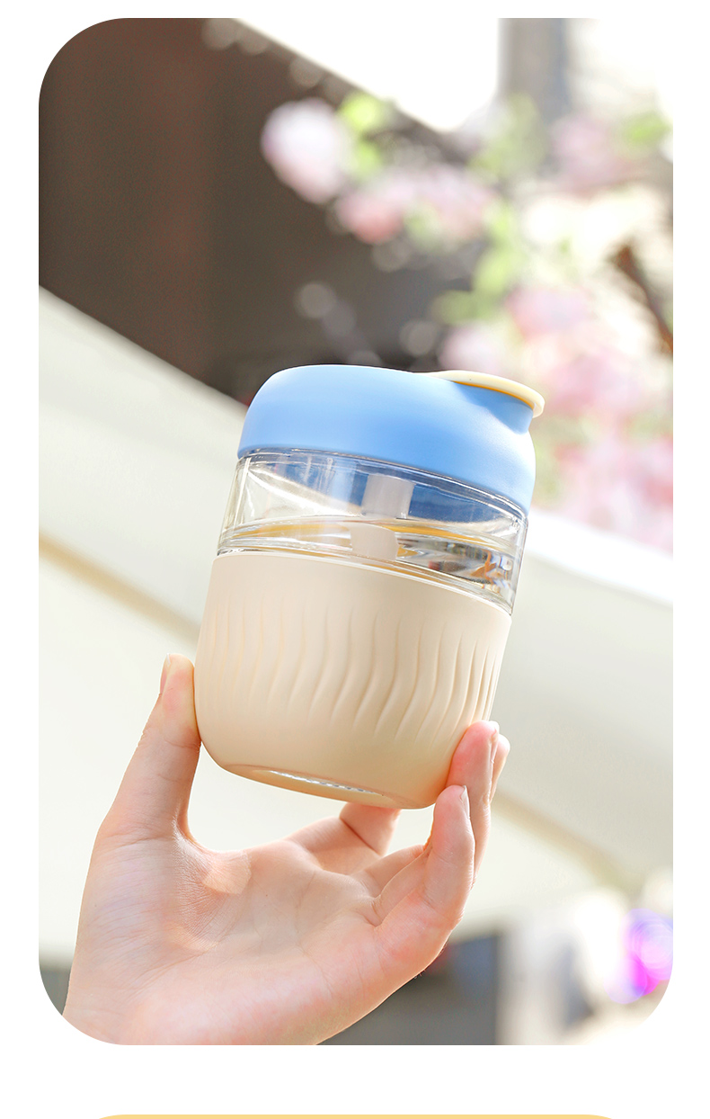 光一 水杯带吸管玻璃杯女夏季可爱便携牛奶咖啡杯高颜值杯子2020新款