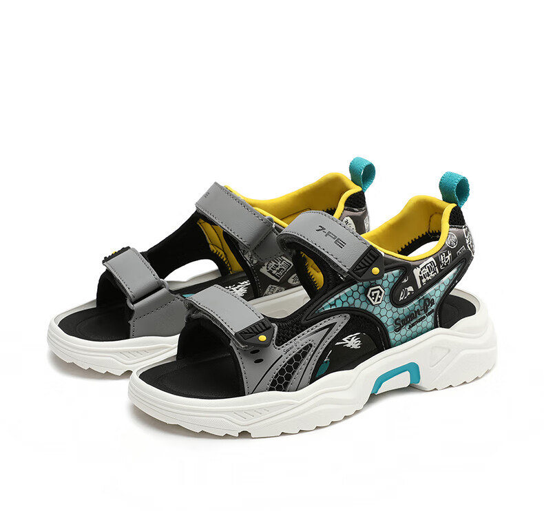 七波辉男童凉鞋2022年夏季新款露趾防滑休闲儿童沙滩鞋中大童透气轻便