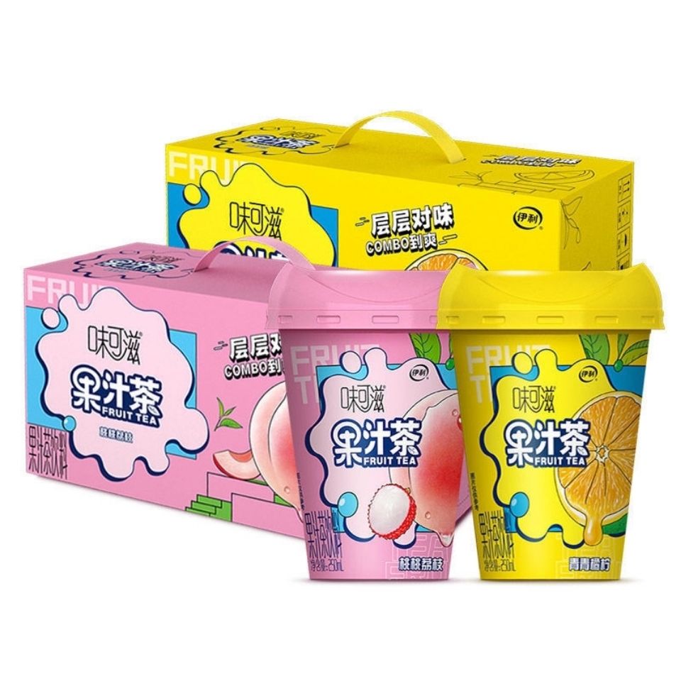 味可滋果汁茶250ml8杯桃桃荔枝青柠饮料整箱8杯分箱非礼盒青青橘柠