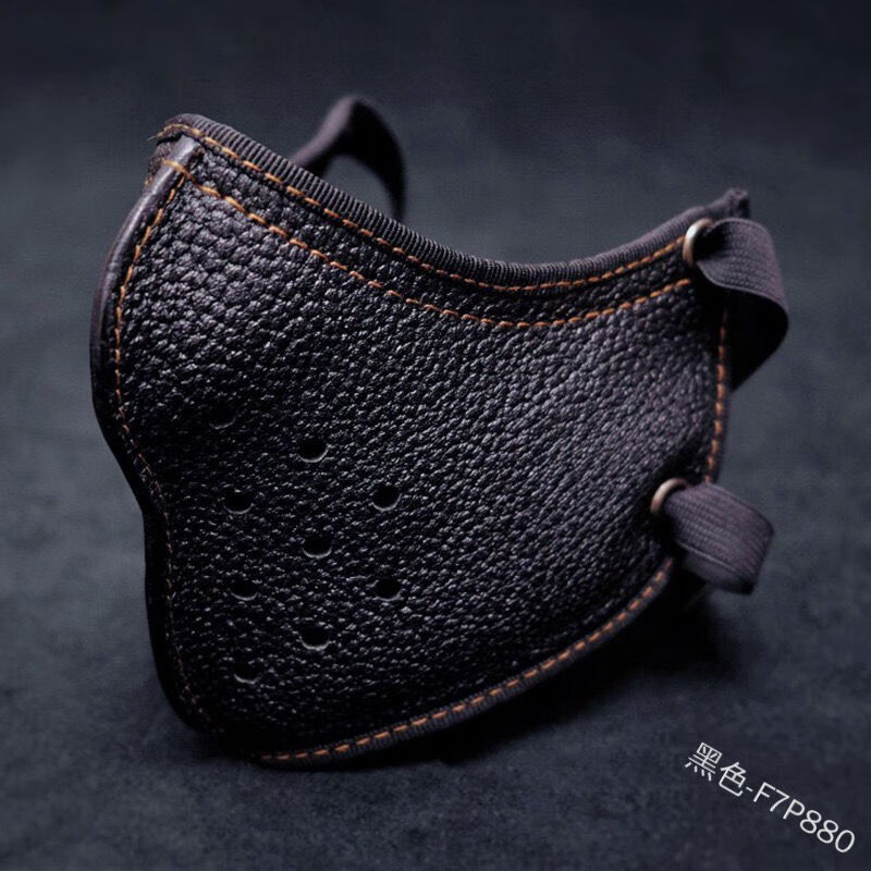 20新款男式朋克机车造型口罩骑行面罩pu皮户外防风防尘口罩f7p880
