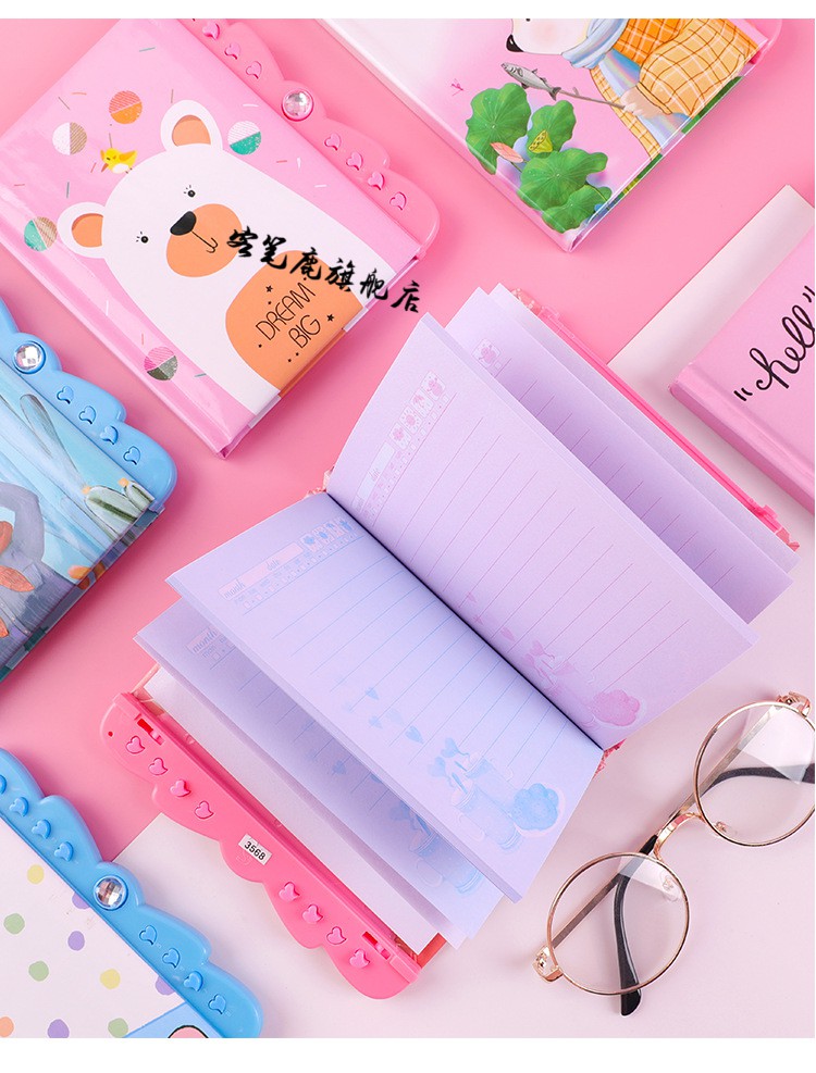 小学生密码锁日记本少女心笔记本带锁儿童可爱卡通创意多功能秘密记事