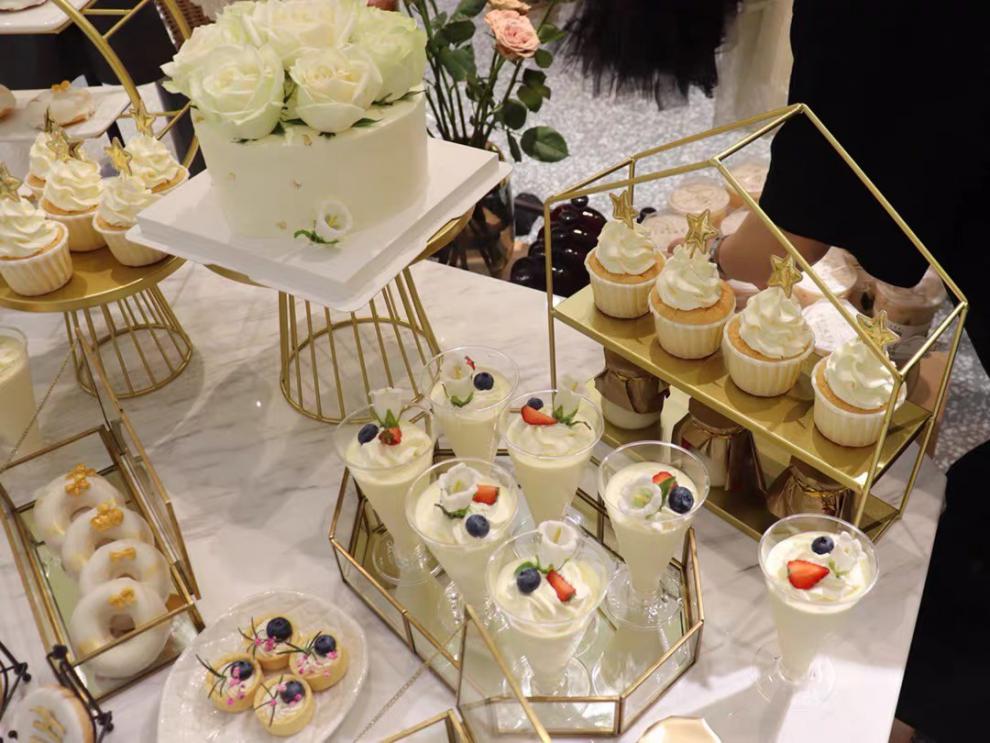 甜品台摆件展示架装饰托盘下午茶点心架冷餐茶歇摆台金色蛋糕盘大小