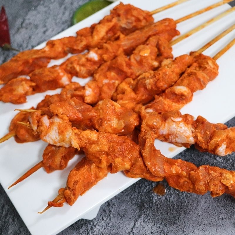 辣子鸡串鸡肉大串户外烧烤鸡肉串商用冷冻调理腌制烤肉串20串/包 辣子