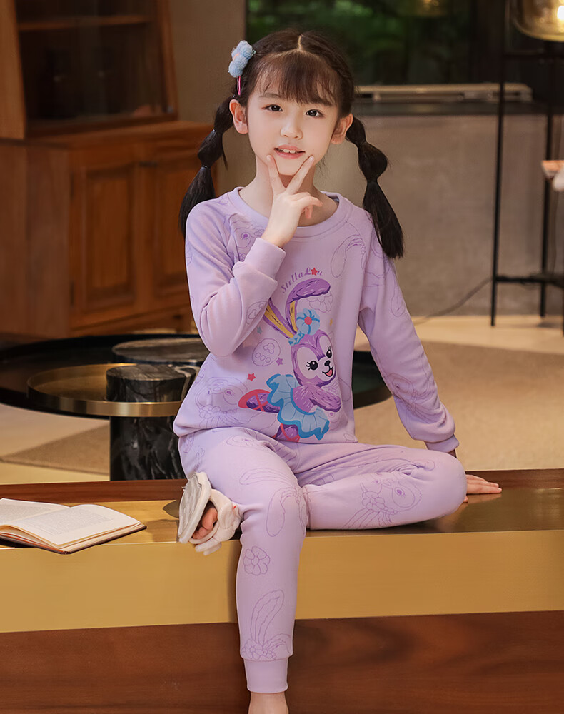 适合3-10岁女孩的德绒保暖内衣套装秋冬季女童宝宝打底秋衣秋裤女孩