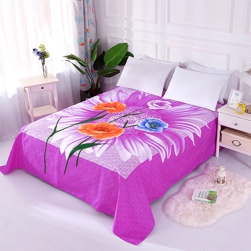 雪欧菲加厚磨毛床单单件婚庆双人加大床单18米2米大版花被单绿色大版