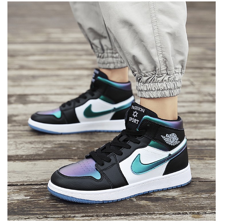 qbaj男鞋空军一号透气新款变色龙耐磨防滑经典北卡蓝板鞋女高帮莆田