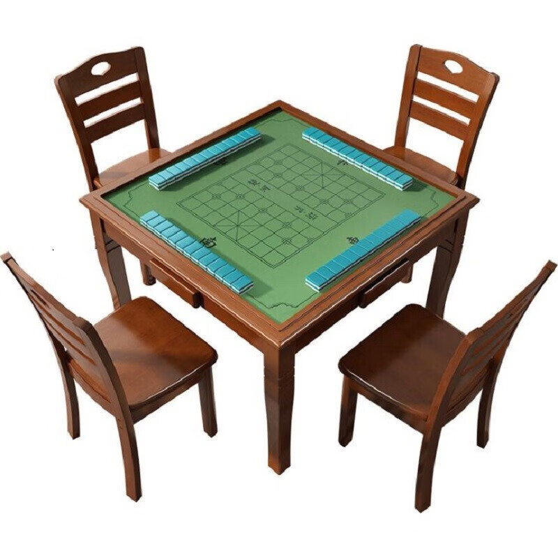 中式麻将桌简易家用棋牌桌餐桌两用活动室手搓麻将桌象棋方桌折叠正