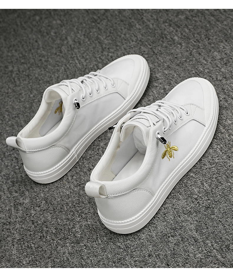 小蜜蜂小白鞋男春秋镂空透气帆布板鞋男日常百搭休闲男鞋youngbees