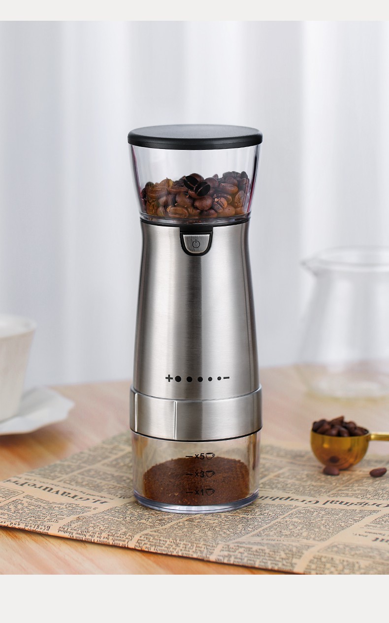 豆研磨机电动手磨全自动咖啡器具咖啡机家用小型咖啡磨豆机摩卡壶米白