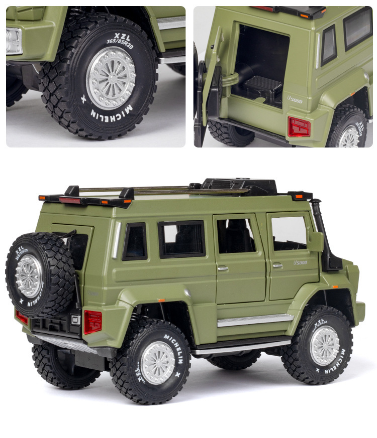 新豪迪仿真1比28大奔乌尼莫克儿童玩具带声光合金汽车模型摆件 黑色