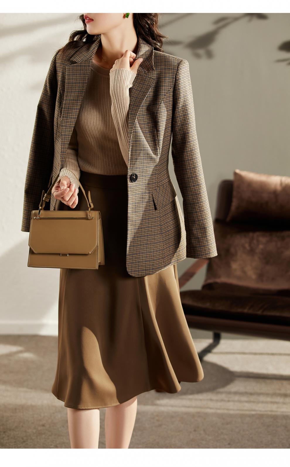 梵希蔓复古英伦风格子西装外套女2021新款秋季休闲小众设计师西服 f8