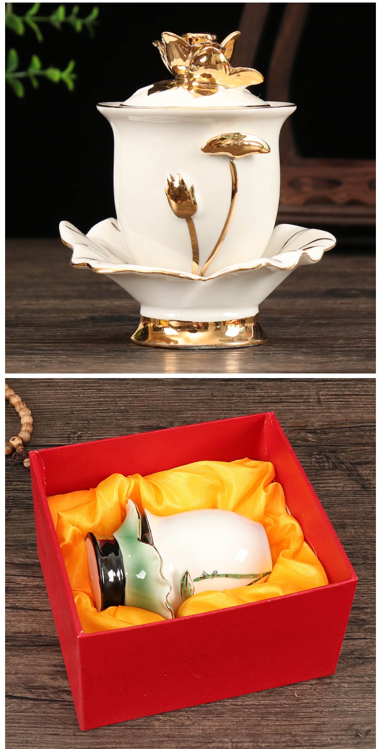 观音大悲咒观音水杯供佛水杯陶瓷净水杯莲花佛前供财神观音供水杯家用