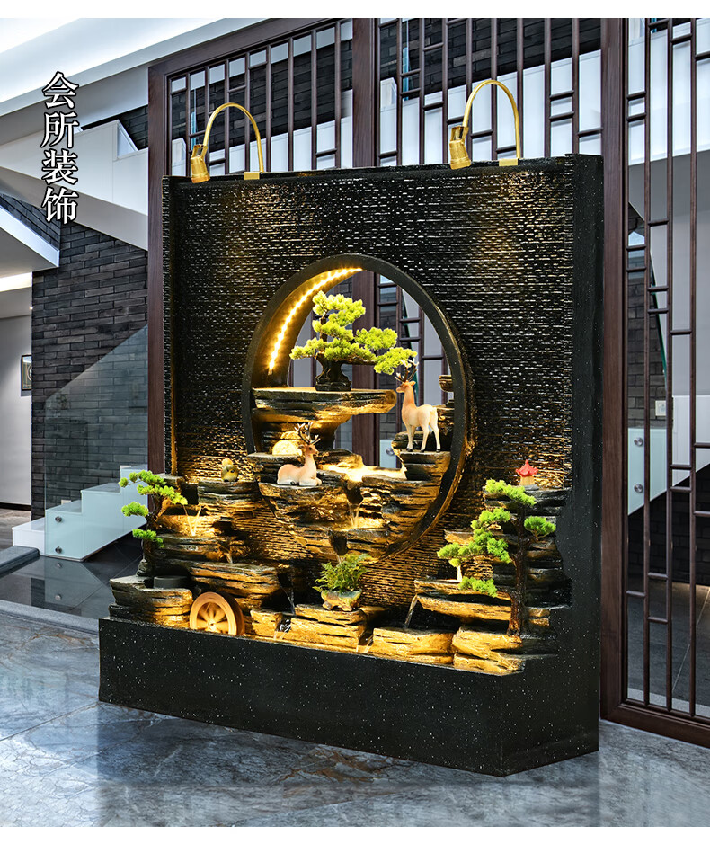 水幕墙假山流水喷泉玄关办公室内外屏风庭院鱼池装饰景观摆件长178cm