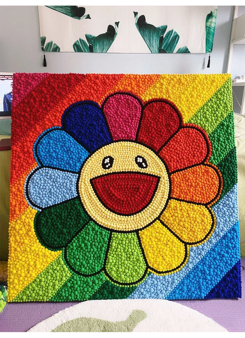 新品 村上隆太阳花diy毛球画全套材料包闺蜜男朋友生日节日礼物小红书