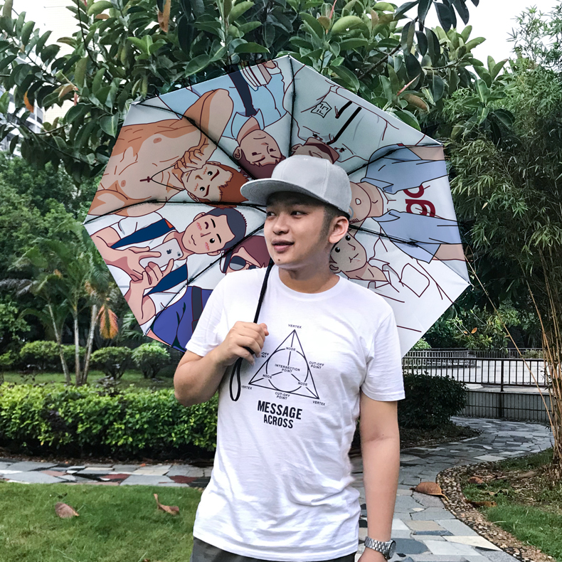 满头大汉伞 满头大汉伞晴雨个性全自动太阳伞2020创意男两用满头大汗