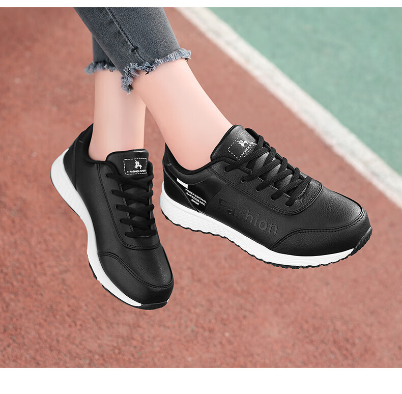 森邦名槐国货女鞋鞋2022年夏季秋波鞋皮面防水妈妈百搭休闲风鞋轻便