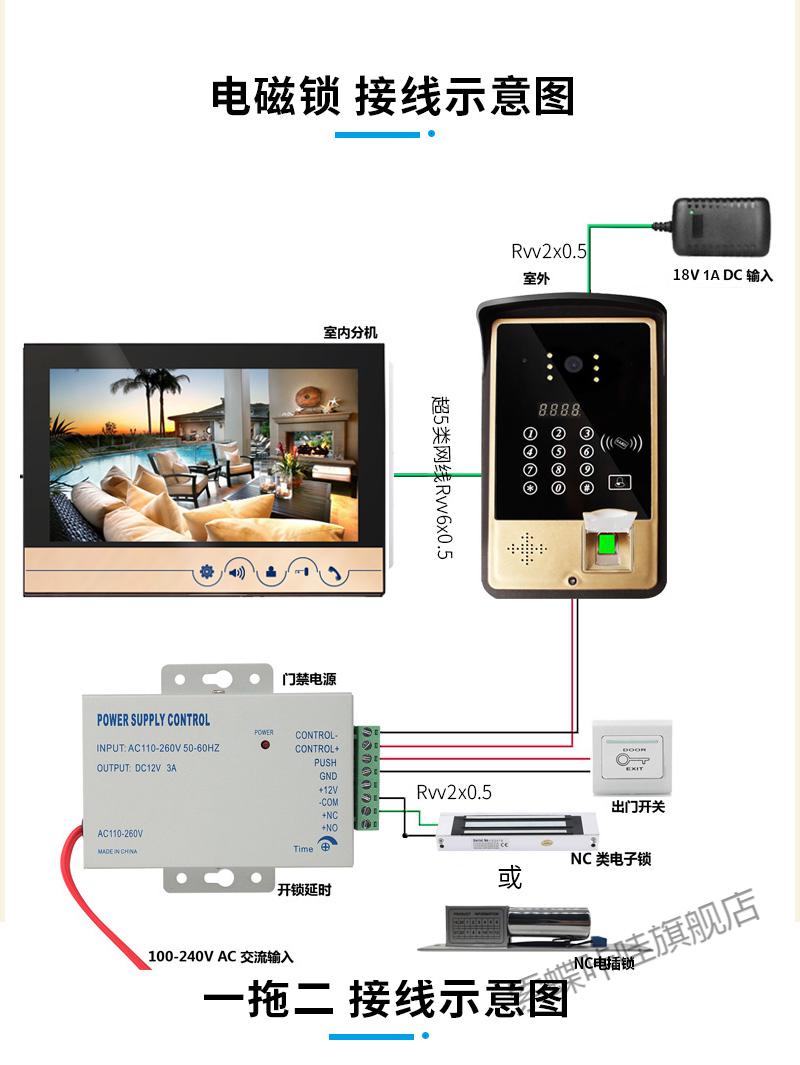 可視對講智能鎖可視對講門鈴別墅家用門禁系統智能視頻開鎖通話雙向