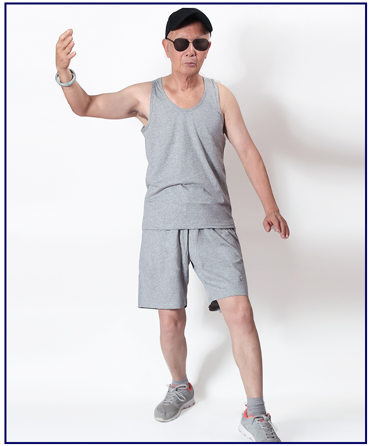 夏季爸爸装背心运动短裤套装男纯棉透气裤衩中老年打底跨栏老头衫