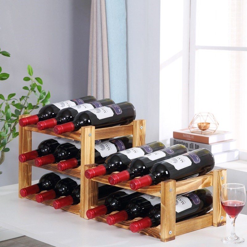 红酒架子木制红酒架摆件实木制葡萄酒架菱形酒柜置物展示架家用平斜放