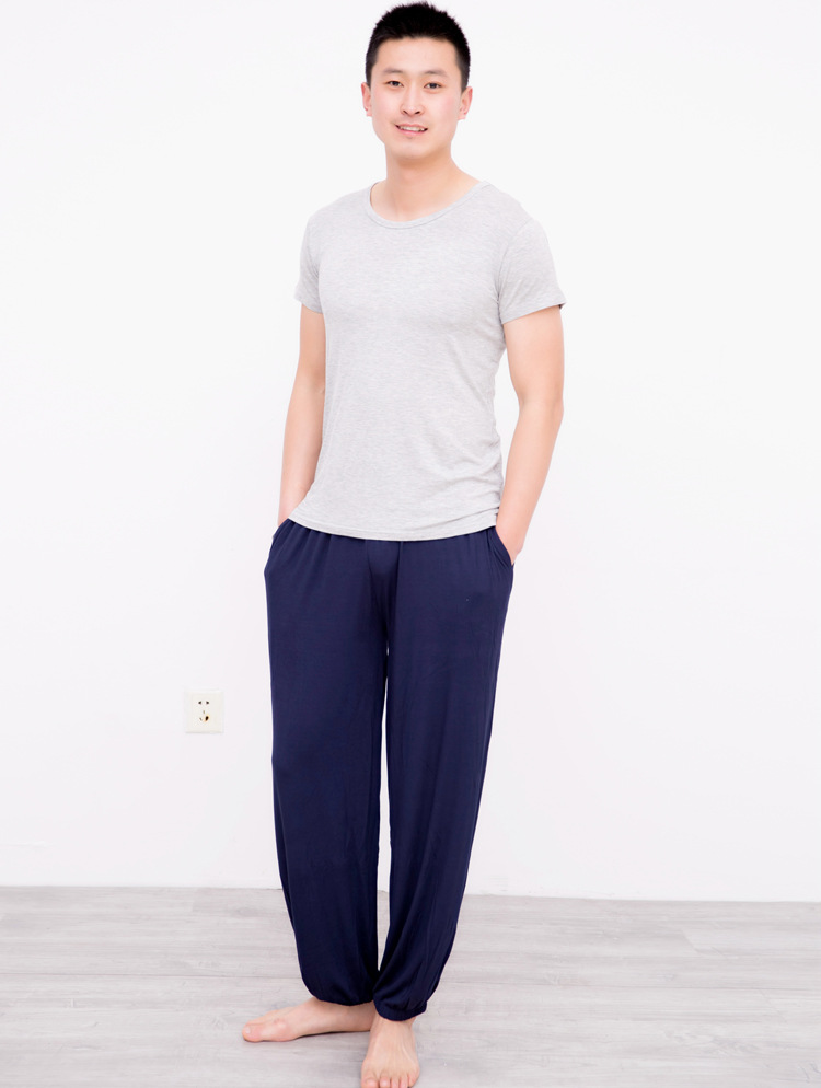 枫岚情瑜伽裤男男士裤子莫代尔家居裤长裤加肥加大码灯笼太极休闲睡裤