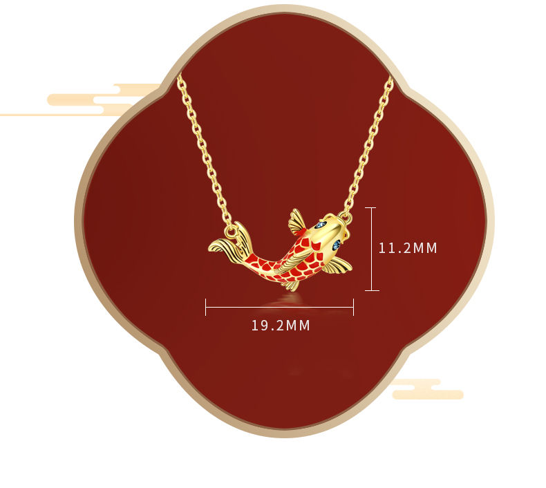 吉宏银鲤项链鸿鲤赐禄珐琅项链女锁骨链银余生有你