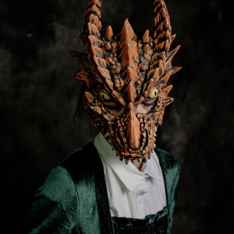 恐龙头套中国龙头面具全脸儿童卡通面罩动漫cos怪兽表演恐龙头套帅气