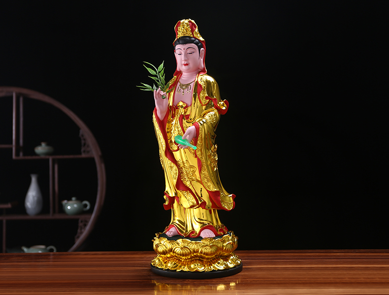 滴水观音菩萨像 滴水观音佛像供奉家用站像摆件大慈大悲白衣南海观世