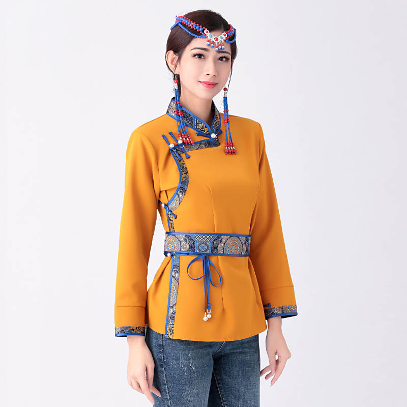 成人夏季日常蒙古族服装蒙古女蒙古袍装女短款蒙古素上衣蒙古服饰女