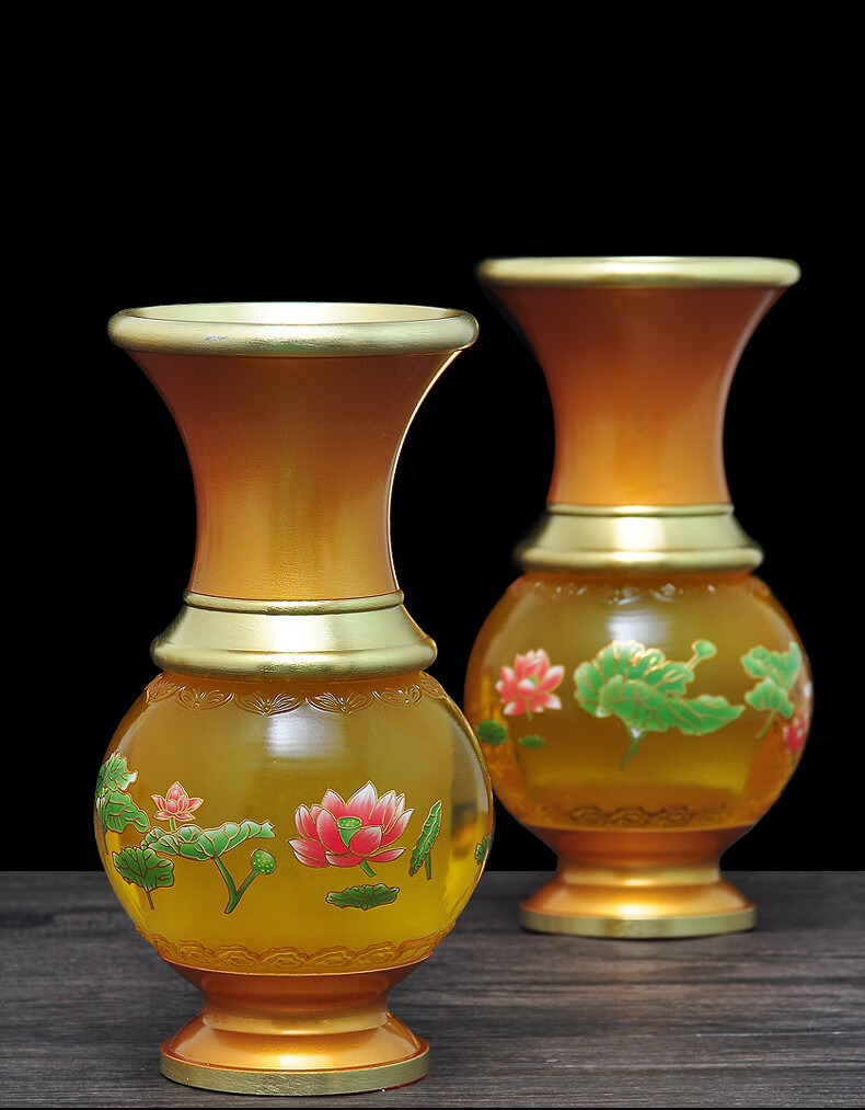 莲花供佛花瓶一对寺庙佛前佛堂供奉观音净水瓶插花瓶佛教用品 莲花
