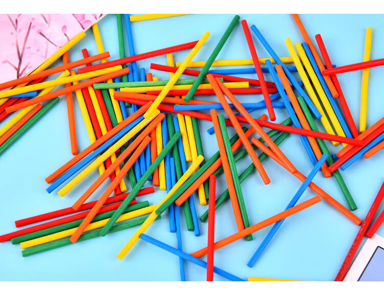 儿童数数棒数学棒一年级加减法竹木制算数棒计数器教具玩具算数棒14粒