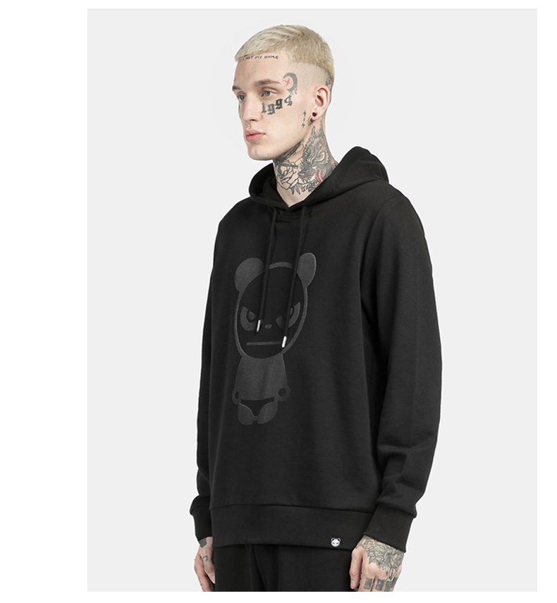 hipanda你好熊猫 卫衣男经典熊猫牙刷绣连帽套头卫衣设计师潮牌国潮