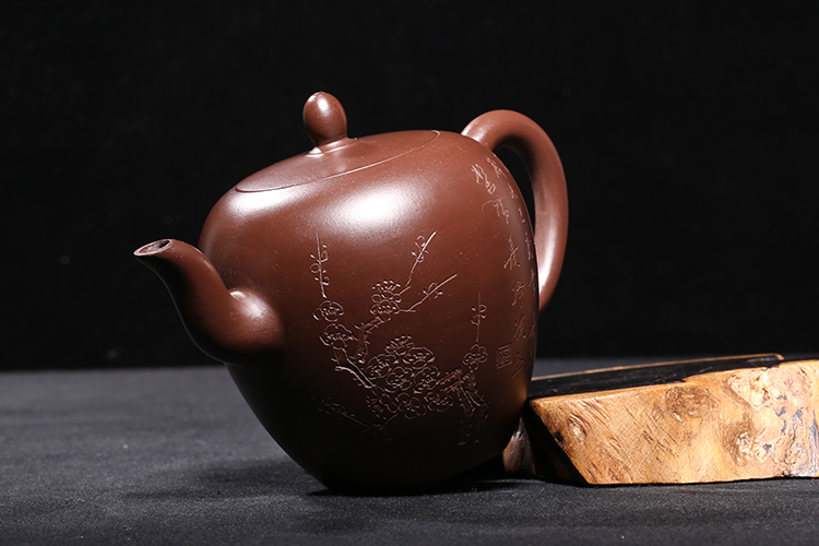 范泽洪紫砂壶回流老紫砂壶紫砂一厂大师范泽洪紫朱泥手工刻绘肩壶299