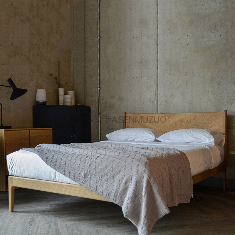 高脚床加高 北美黑胡桃木高脚床北欧简约红橡木床边齐平实木硬板高架