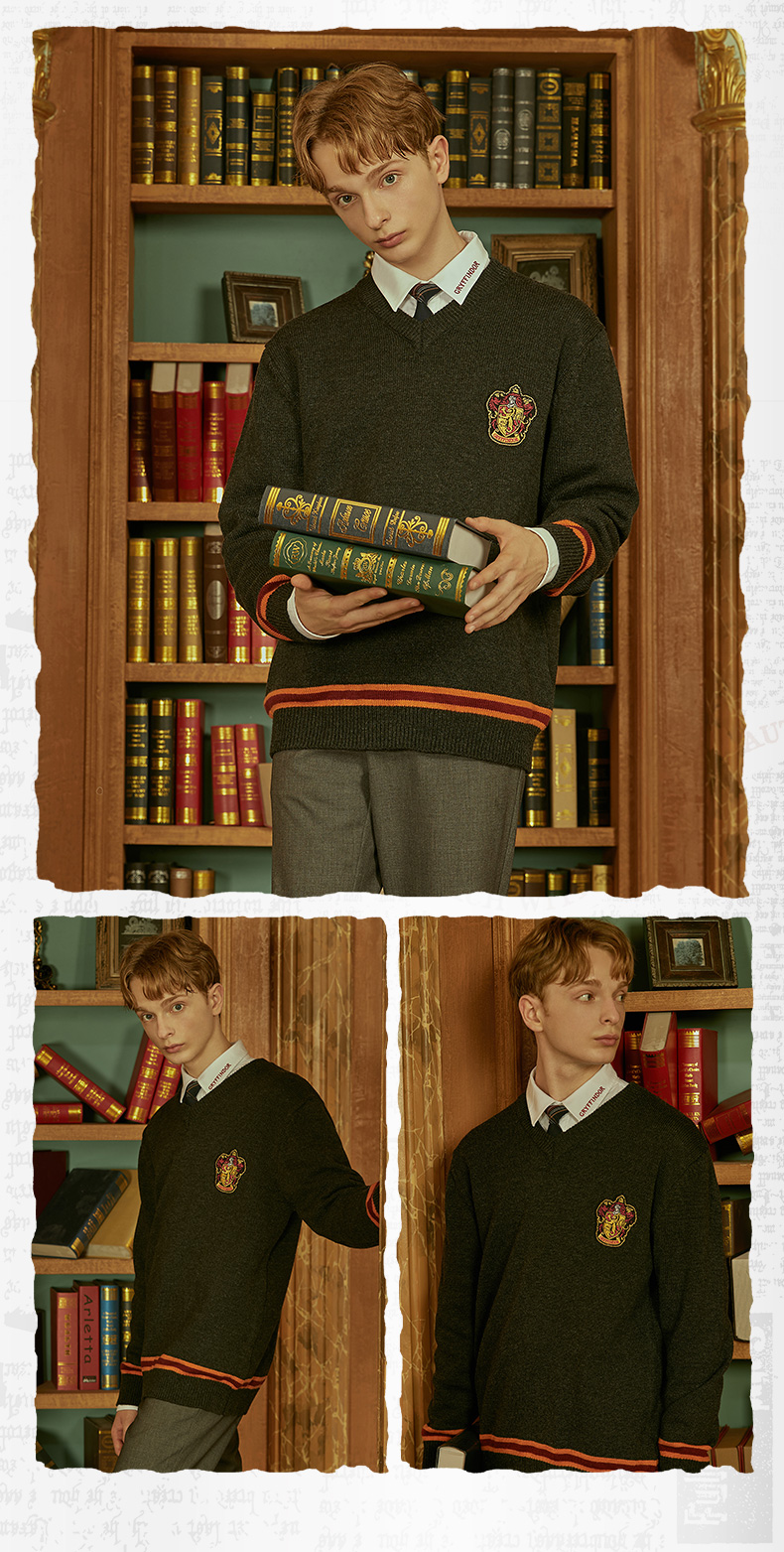 spao哈利波特联名2021年秋季新款男女同款徽章v领毛衣spkwb49d01深