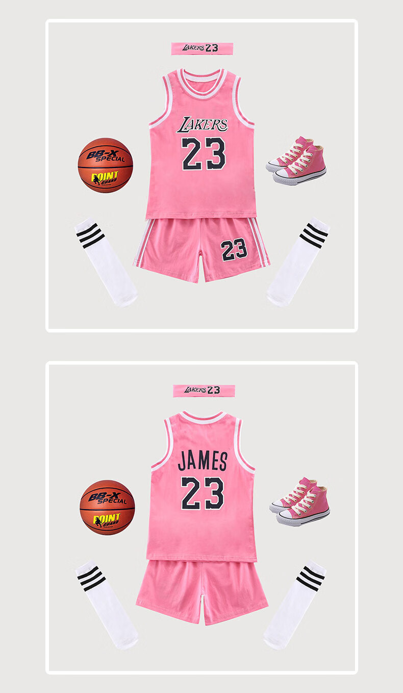 儿童篮球服套装男童女童训练服女孩学生宝宝湖人队科·比运动球衣夏