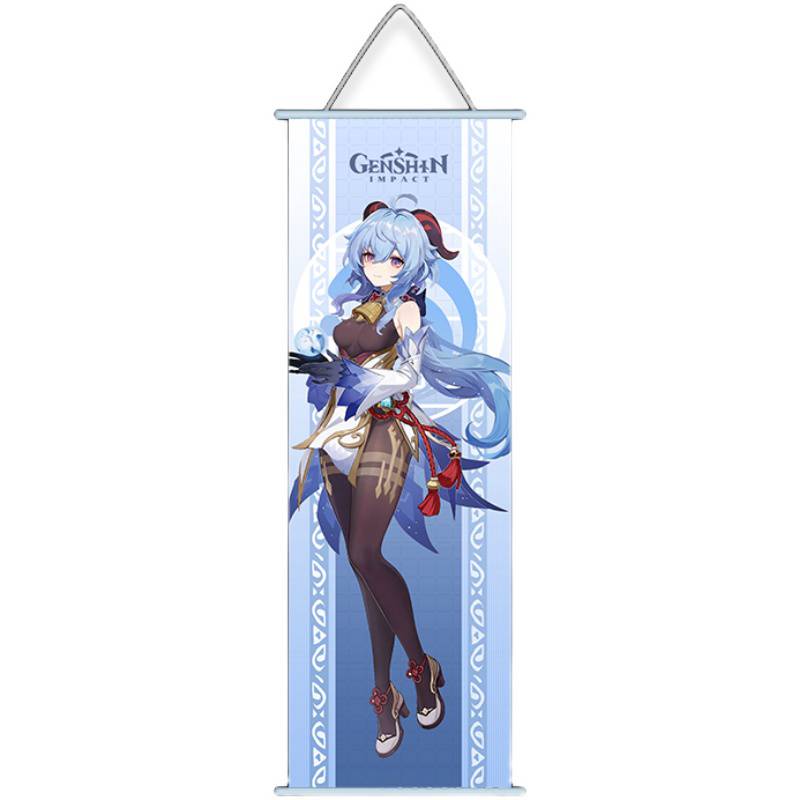 尚沃玛原神周边挂画绸布海报申鹤卷轴动漫二次元礼品莫娜7030cm带挂钩