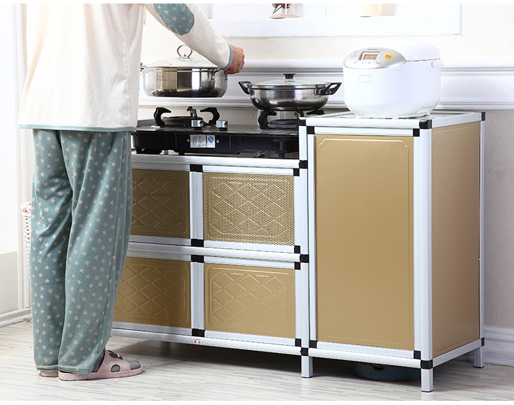 天然气灶台厨柜碗柜铝合金厨房橱柜家用储物柜煤气炉柜架子置物架简易