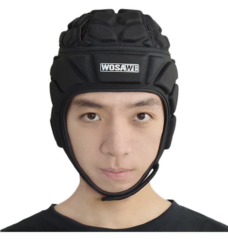 防撞帽防摔护头套速降骑行橄榄球足球守门员头盔帽黑色防护帽护手l