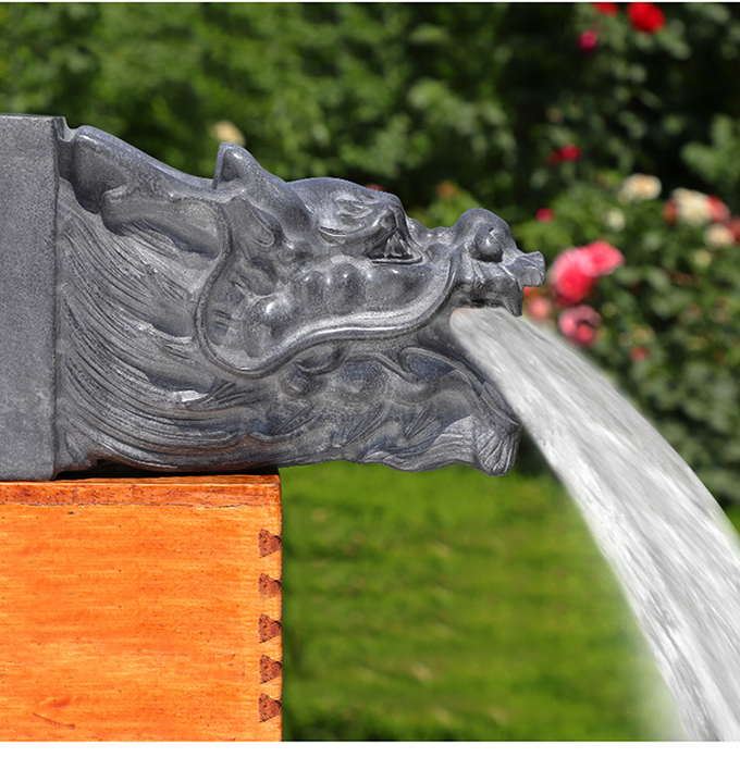 假山石造景石喷水石雕石头青石龙头吐水喷水流水庭院园林花园假山水池