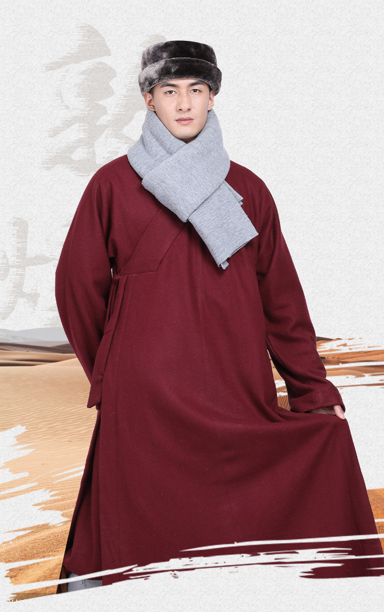 僧服冬装大褂和尚服僧衣小褂套装僧袍罗汉褂僧装 藏红色长褂 147/150