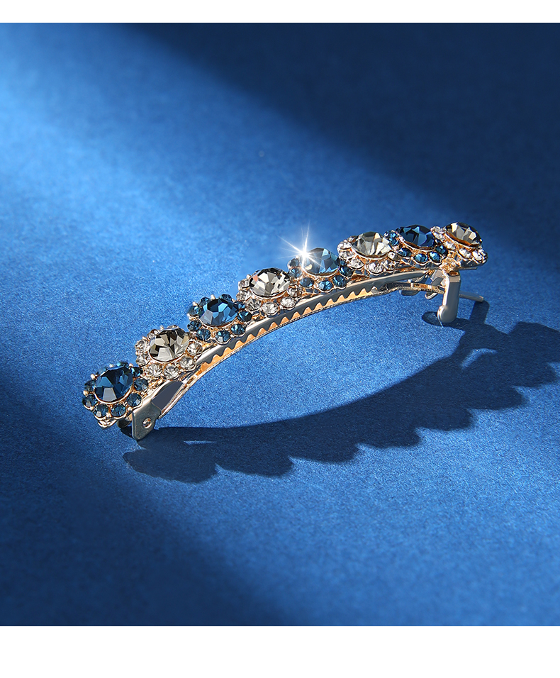 张太太优雅水钻发夹女轻奢边夹一字夹刘海夹子发饰弹簧夹发卡头饰品主