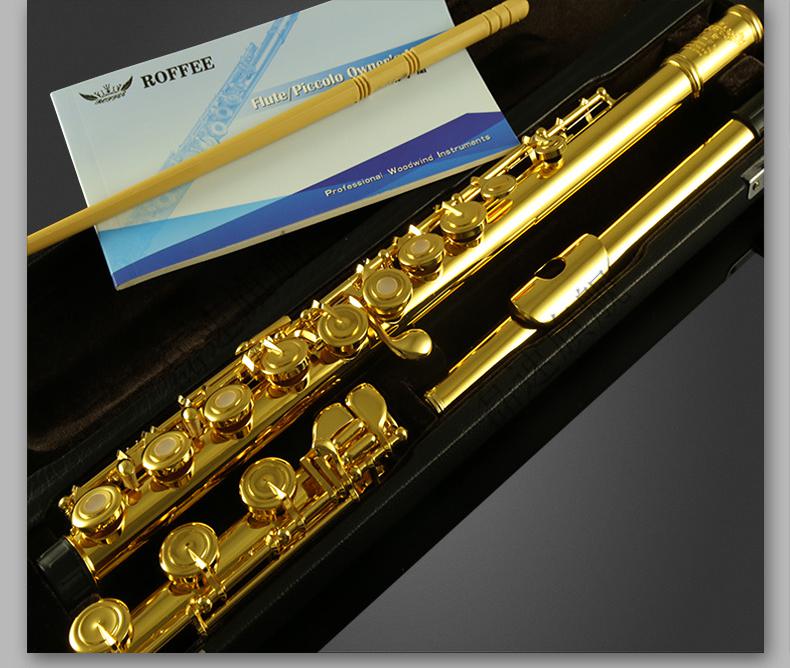 长笛镀金德国roffee罗菲长笛17开孔镍银管镀金长笛乐器s6演奏考级乐器