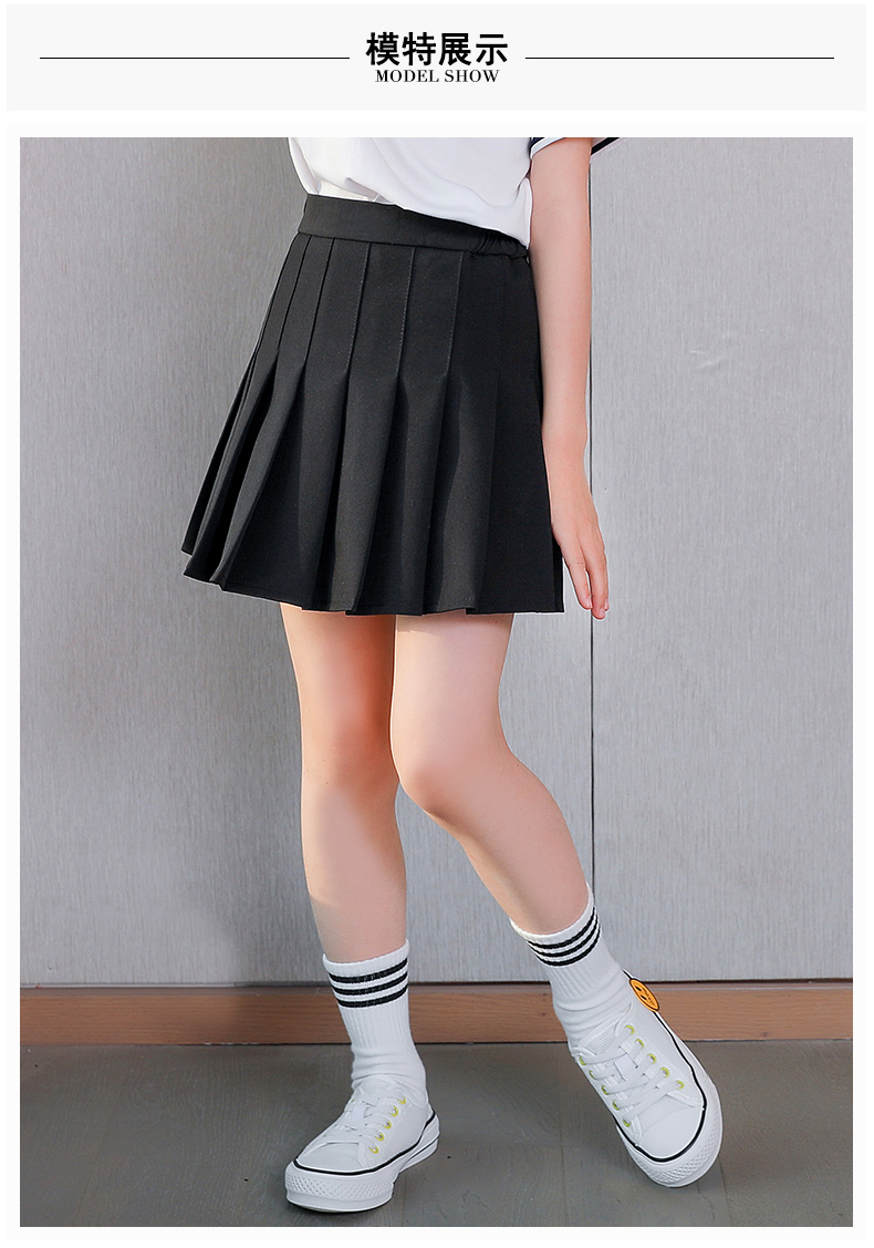 优优1点女童半身裙夏天新款儿童黑色百褶裙洋气夏季裙子女孩大童短裙