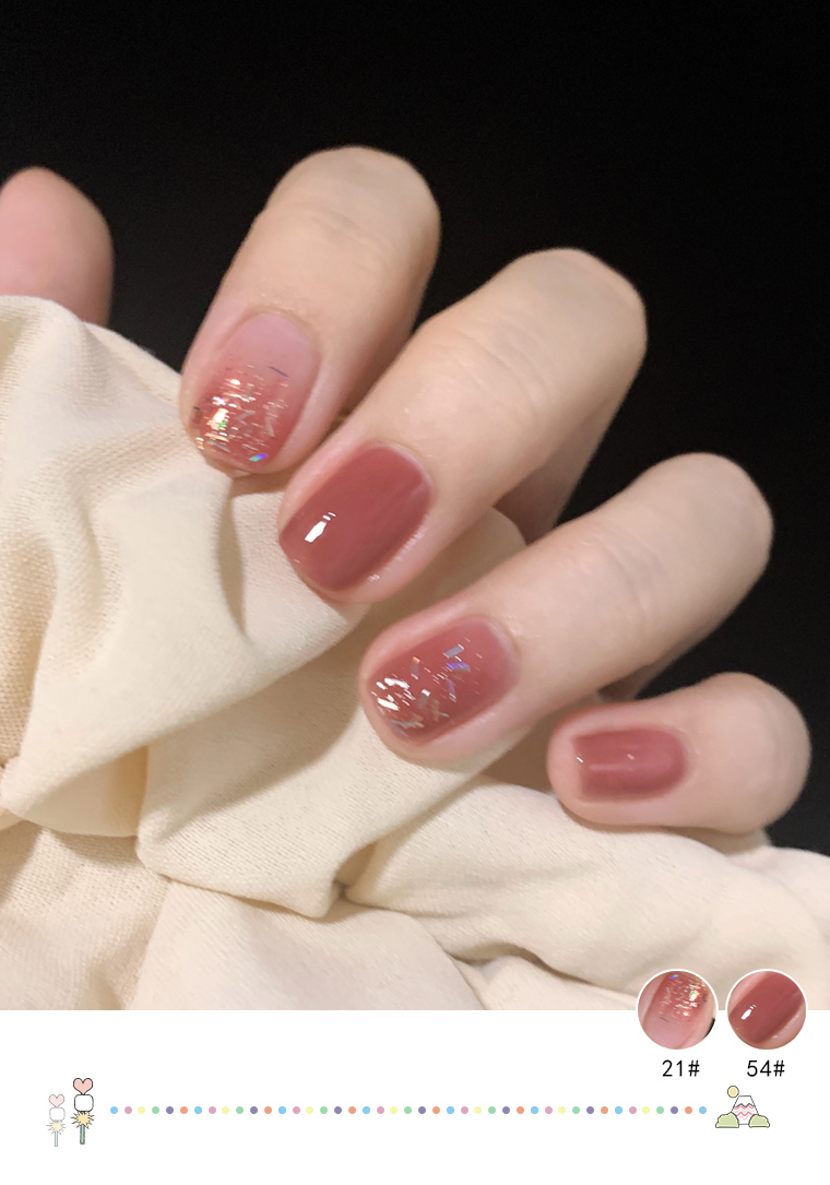 夏天裸色指甲油女免烤2021年新色快干不易掉色不可剥冰透奶黄色送女友