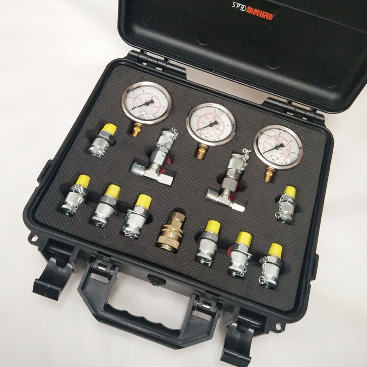 挖掘机液压油测压表测试压力检测仪精准液压测压盒先导泵组合仪表绿盒
