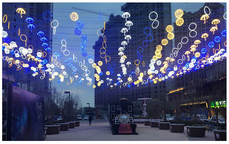 led彩灯雨伞串灯户外防水工程树挂装饰闪灯亮化圣诞节日挂灯白色雨伞