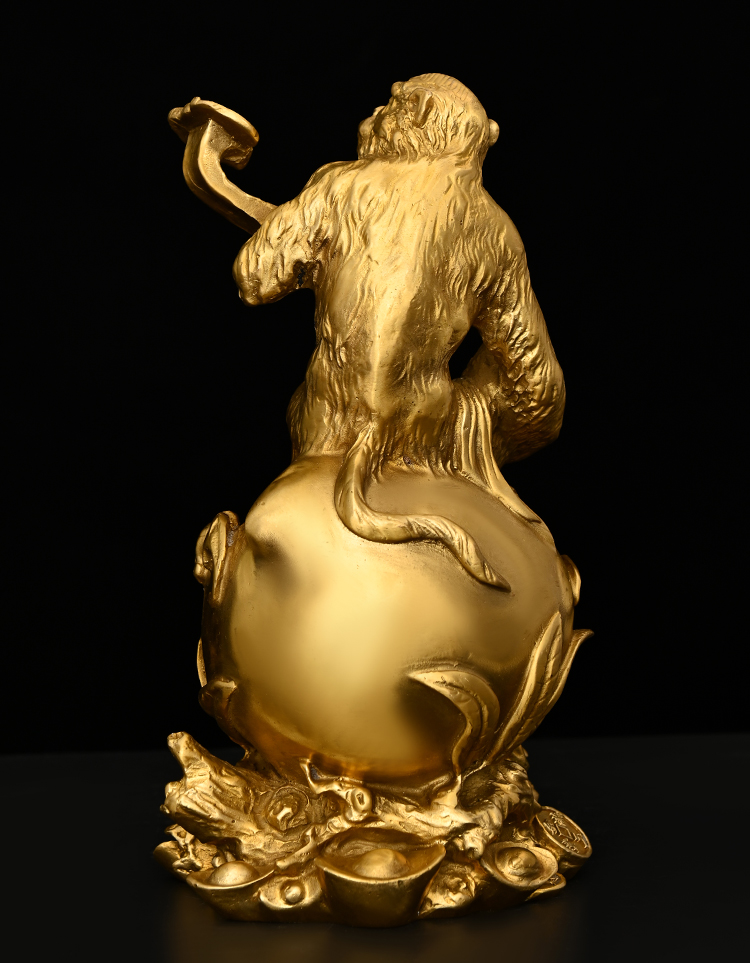 正玄古善济凯全铜福寿灵猴如意猴摆件生肖猴金猴家居玄关桌面装饰品