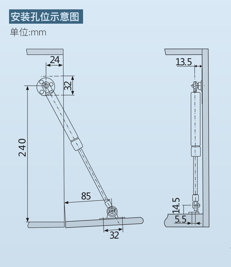 定制适用下翻门支撑杆缓冲器橱柜柜门拉杆气撑液压杆伸缩杆气动气压杆
