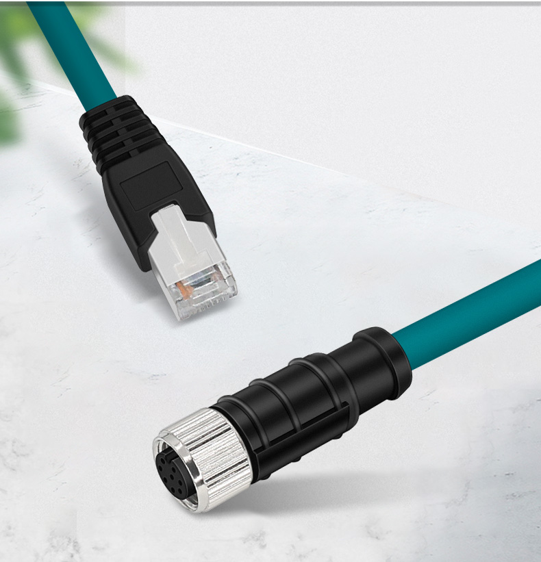 m12连接器高柔线电缆矿山母头传感器接头航空插座塑料4芯8芯12芯母头